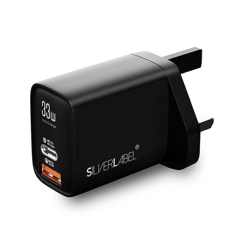 SilverLabel Dual 33W PD USB-C and USB-A Wall Charger