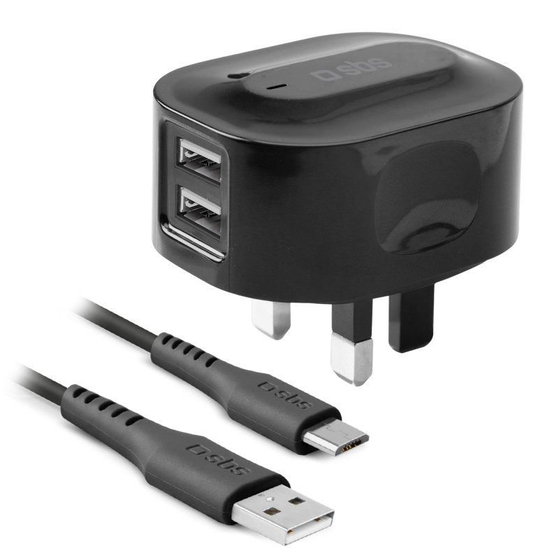 SBS Travel USB Mains Charger - Black