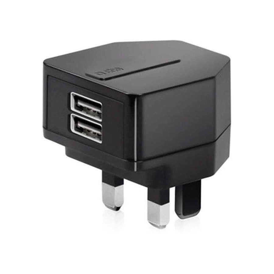 SBS Mains Fast Charger 2.1 Amp 2 Ports - Black