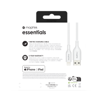 mophie Essentials USB-A to Lightning-1M-White