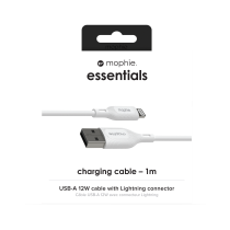 mophie Essentials USB-A to Lightning-1M-White